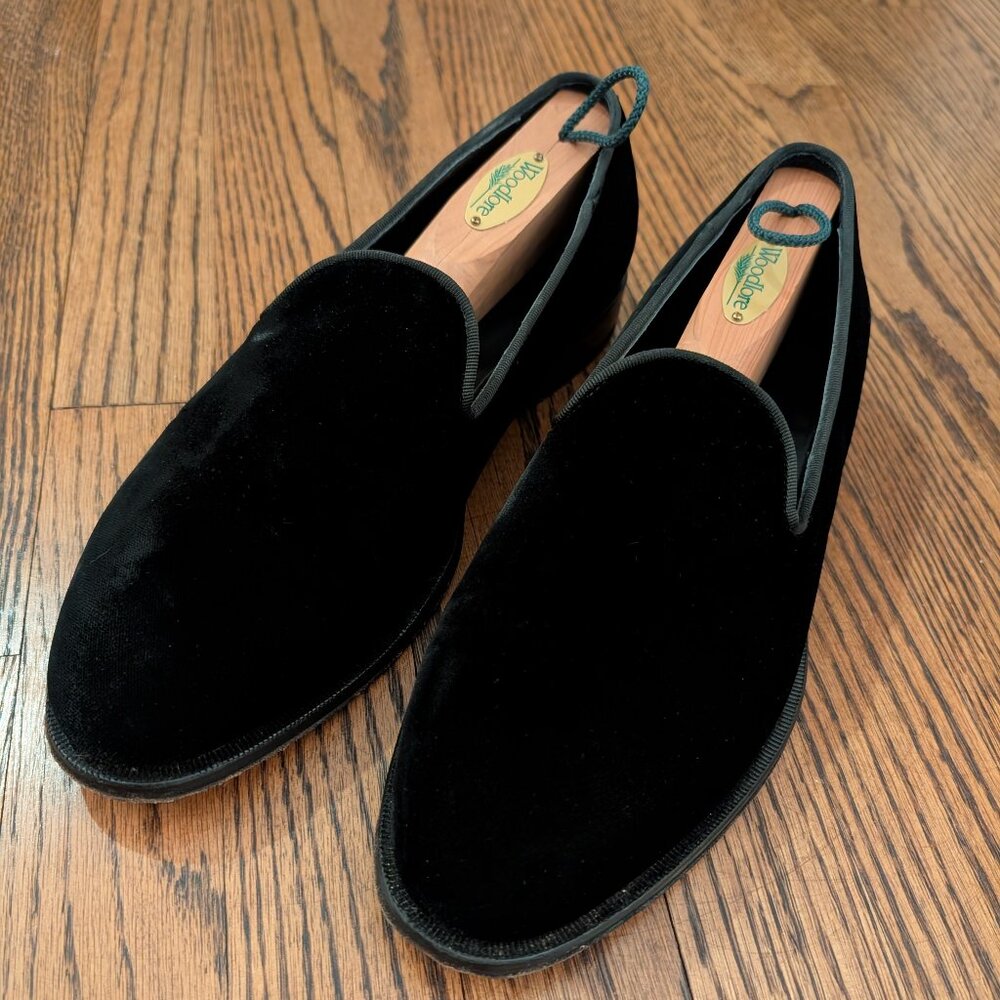 Suitsupply Vero Cuoio Black Velvet Tuxedo Slip-Ons – Men’s Size 8.5 (EU 41)